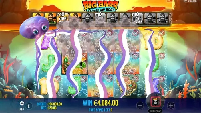 il riavvolgimento vince la slot Big Bass
